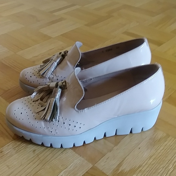 Wonders fly Memory Gel made in spain nude patent leather platform loafers - Picture 3 of 9